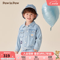 PawinPaw卡通小熊童装2024年秋冬男女宝牛仔夹克舒适时尚帅气 Indigo牛仔蓝色/55 110cm