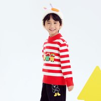 小猪班纳童装2024秋装儿童套头衫小童男童毛衣宝宝毛衫幼童潮 经典红 110cm