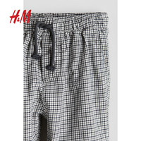 H&M2024秋季童装男婴休闲合身斜纹棉布慢跑裤1238364 灰色/格纹 90/47