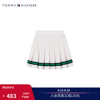 TOMMY HILFIGER24春夏童装女珠地纹理撞色运动网球裙短裙TH2422720 白色658 M/150cm