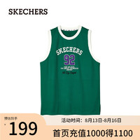 斯凯奇（Skechers）2024夏季运动服男女同款无袖圆领L124U178 熊草绿/048W XXL