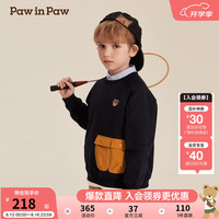 PawinPaw卡通小熊童装2024早秋男童长袖卫衣圆领上衣加绒 藏青色/59 160cm