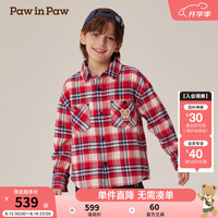 PawinPaw卡通小熊童装2024年秋冬男童男孩衬衫 Red红色/20 120cm