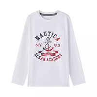 NAUTICA诺帝卡童装 男女童长袖T恤春秋季打底衫经典儿童美式复古 白色-船锚印花 120cm