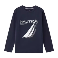 NAUTICA诺帝卡童装 男女童长袖T恤春秋季打底衫经典儿童美式复古 藏青 120cm
