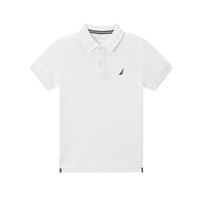诺帝卡 NAUTICA童装【儿童基本款】 男童POLO衫夏季短袖T恤抑菌 白色-珠地网眼 160cm