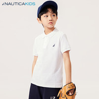 诺帝卡 NAUTICA童装【儿童基本款】 男童POLO衫夏季短袖T恤抑菌 白 色-凉感抗菌面料 140cm