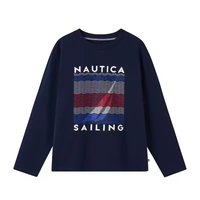 NAUTICA诺帝卡童装 男女童长袖T恤春秋季打底衫经典儿童美式复古 藏青色 140cm