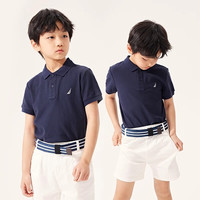 诺帝卡 NAUTICA童装【儿童基本款】 男童POLO衫夏季短袖T恤抑菌 藏青-凉感抗菌面料 130cm