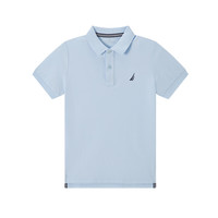 诺帝卡 NAUTICA童装【儿童基本款】 男童POLO衫夏季短袖T恤抑菌 浅蓝-珠地网眼 140cm