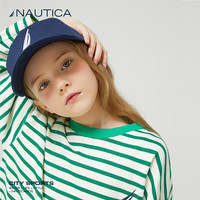 诺帝卡 NAUTICA童装男童女童长袖条纹T恤春秋季薄款卫衣美式复古重磅 绿条 140cm