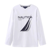 NAUTICA诺帝卡童装 男女童长袖T恤春秋季打底衫经典儿童美式复古 白色 120cm