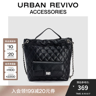 URBAN REVIVO2024秋季女小香菱格绗缝链条背包UAWB40384 黑色