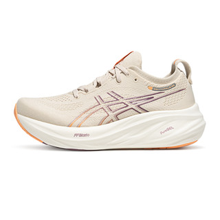 ASICS 亚瑟士 GEL-NIMBUS 26 女子耐磨透气缓震回弹跑鞋 1012B601-250 卡其色/黄色 39