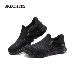 斯凯奇（Skechers）2024女子透气健步鞋高回弹舒适125246 黑色/茱萸粉/BKMV 38.5