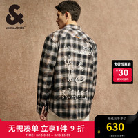 杰克·琼斯（JACK&JONES）秋季百搭舒适宽松上衣字母刺绣衣身格纹长袖衬衫男224305002 E04 军绿色 165/88A/XS