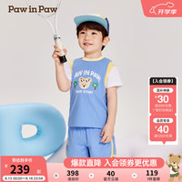 PawinPaw卡通小熊童装2024年夏季男宝大童-上下套装男童套装 Blue蓝色/50 100