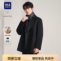 海澜之家(HLA)大衣男24轻商务经典系列纯羊毛保暖外套冬季 深灰01 170/88A M125~136斤