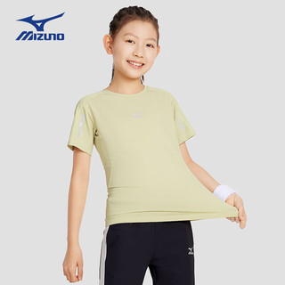 美津浓（MIZUNO）Mizuno儿童短袖T恤2024夏季百搭弹力冰丝男女大童 白色 120cm(120cm) (身高115