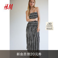 H&M2024夏季女装抹胸式连衣裙1243925 黑色/条纹 165/96