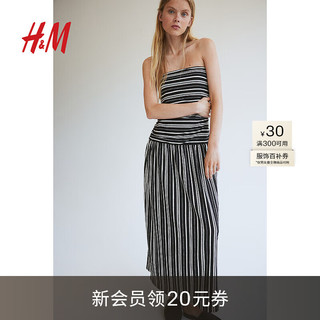 H&M2024夏季女装抹胸式连衣裙1243925 黑色/条纹 165/96