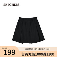 斯凯奇（Skechers）夏季女A版型宽松舒适梭织短裤L224W067 碳黑/0018 XL