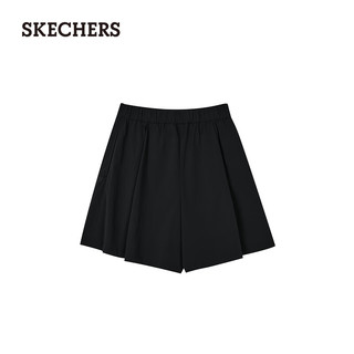 斯凯奇（Skechers）夏季女A版型宽松舒适梭织短裤L224W067 碳黑/0018 XL