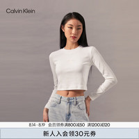 Calvin Klein Jeans24秋季女士休闲通勤ck字母辣妹正肩长袖T恤J224950 YAF-月光白 L