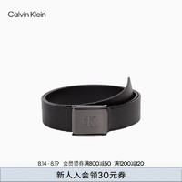 Calvin Klein Jeans24秋季男士商务休闲ck方形扣头牛皮腰带皮带4G7000G UB1-太空黑 90cm