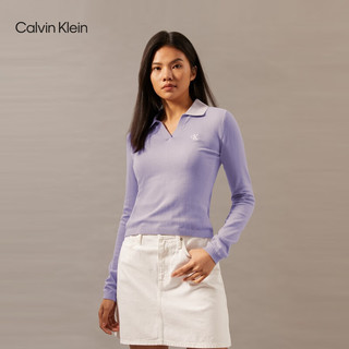 Calvin Klein Jeans24秋季新款女士休闲通勤ck刺绣V字POLO领针织衫J224778