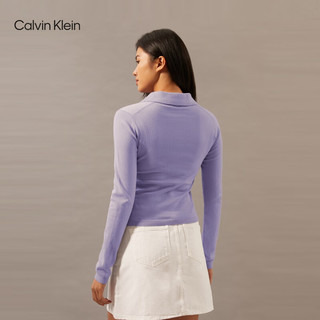 Calvin Klein Jeans24秋季新款女士休闲通勤ck刺绣V字POLO领针织衫J224778