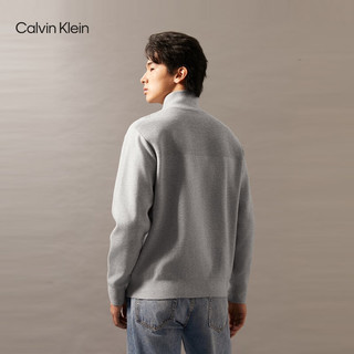 Calvin Klein Jeans24秋季男士ck莱赛尔微弹刺绣立领拉链针织开衫J326589 P01-珍珠灰 XL