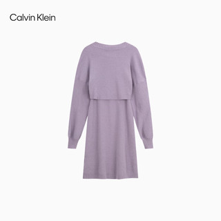 Calvin Klein Jeans24秋季女士ck两件套灯笼袖开衫针织吊带连衣裙J225373 PC1-凤信紫 L