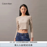 Calvin Klein Jeans24秋季女士休闲通勤ck字母辣妹正肩长袖T恤J224950 PCF-摩卡米 M