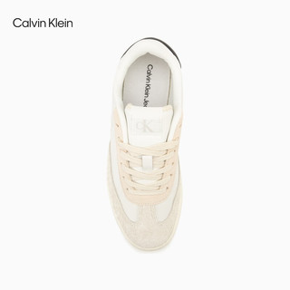 Calvin Klein Jeans24秋季女士ck复古潮流皮革拼接印花板鞋运动鞋YW01611 01W-太空黑/月光白 39