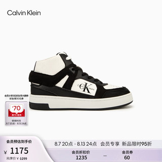 Calvin Klein Jeans24秋季女ck复古撞色皮革拼接中帮篮球鞋运动鞋YW01578 0GM-太空黑/月光白 36