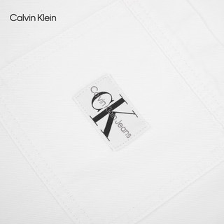 Calvin Klein Jeans24秋季男士复古ck布标贴袋纯棉短袖牛仔衬衫J325774 1AA-牛仔白 L