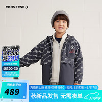 Converse匡威儿童装男童秋季外套2024秋季潮流上衣时尚连帽夹克 暗灰色 140/68（S）