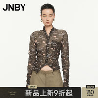 江南布衣（JNBY）24秋冬衬衣设计感印花修身长袖气质5O8215970 077/杂灰咖 M