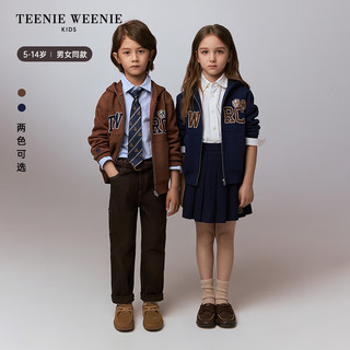 Teenie Weenie Kids小熊童装24秋款男女童复古学院风连帽卫衣开衫 藏青色 140cm