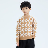 小猪班纳童装2024秋装儿童毛衣中大童男童毛衫女童套头衫上衣 亚麻棕 140cm