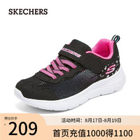 斯凯奇（Skechers）透气魔术贴儿童休闲鞋312012L 黑色/多彩色/BKMT 29码