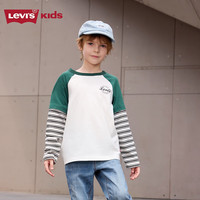Levi's李维斯童装儿童长袖T恤2024秋季宽松休闲假两件上衣 波西绿 140/68