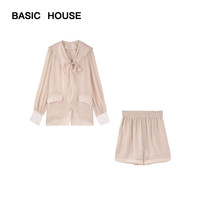 Basic House/百家好显瘦外穿别致上衣女两件套短裤套装