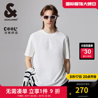 杰克·琼斯（JACK&JONES）秋季款男士圆领基础百搭贴布图案日常休闲常规短袖T恤224301088 奶白A42 奶白A42 175/96A/M