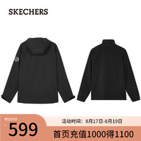 斯凯奇（Skechers）户外冲锋衣魔方系列三合一防风防水登山服外套 碳黑/0018 XL