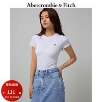 ABERCROMBIE & FITCH【尺码偏小】女装24夏款辣妹经典小麋鹿美式修身T恤 KI139-4269 白色 M (165/96A)尺码偏小选大一码