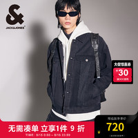 杰克·琼斯（JACK&JONES）秋季男装时尚oversize牛仔夹克翻领拼接外套224357008 深灰牛仔A16 深灰牛仔A16 175/96A/M