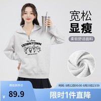 班尼路美式复古polo领半拉链学院风翻领小众设计感套头卫衣女春秋