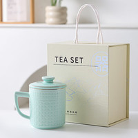 洁雅杰陶瓷马克杯咖啡杯办公水杯子男女茶杯绿400ml礼盒炫彩绿400ml-礼盒款